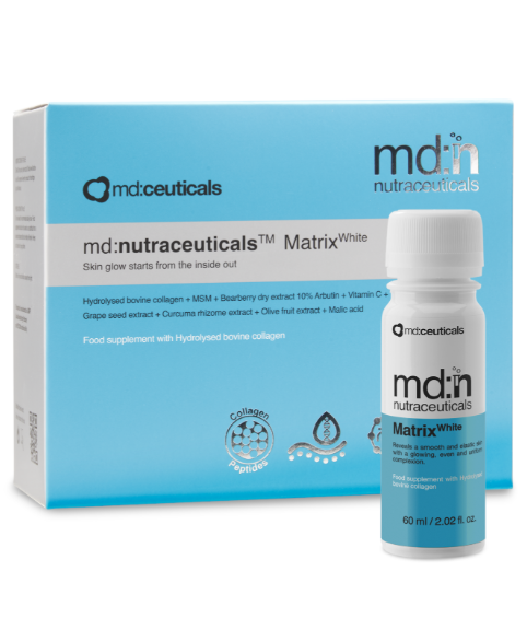 MD:NUTRACEUTICALS MATRIX WHITE 
Prémium, hármas hatású beauty booster a bőr belülről történő komplex megfiatalításának támogatására