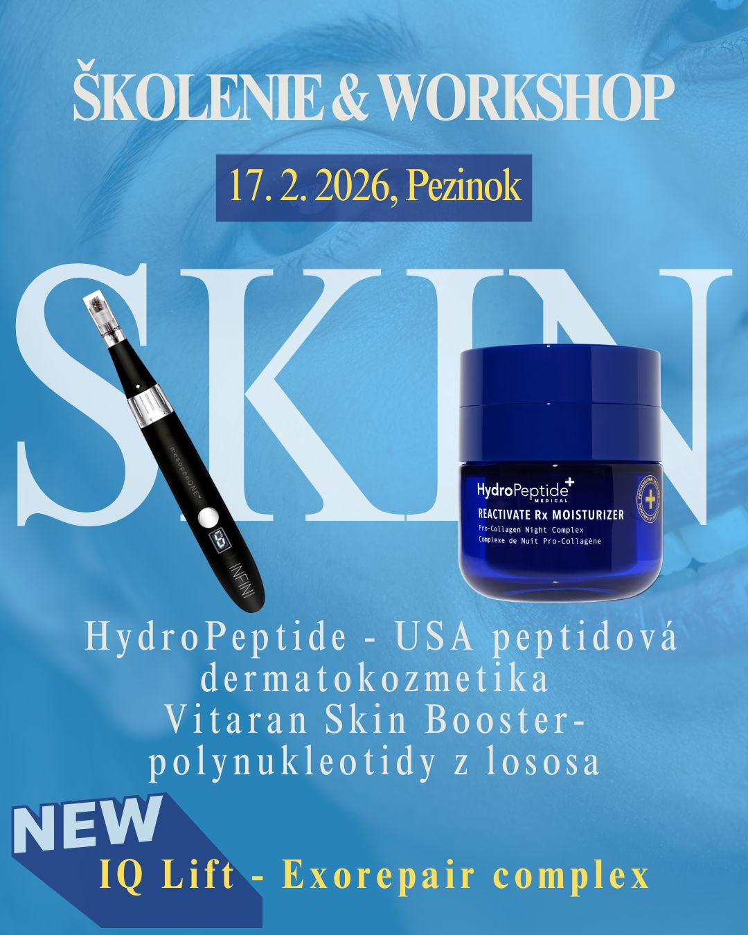 WORKSHOP POLYNUKLEOTIDY EXOZÓMY PEPTIDY 
2023. február 17. Képzés polinukleotidok, exoszómák, peptidek, mikneedling