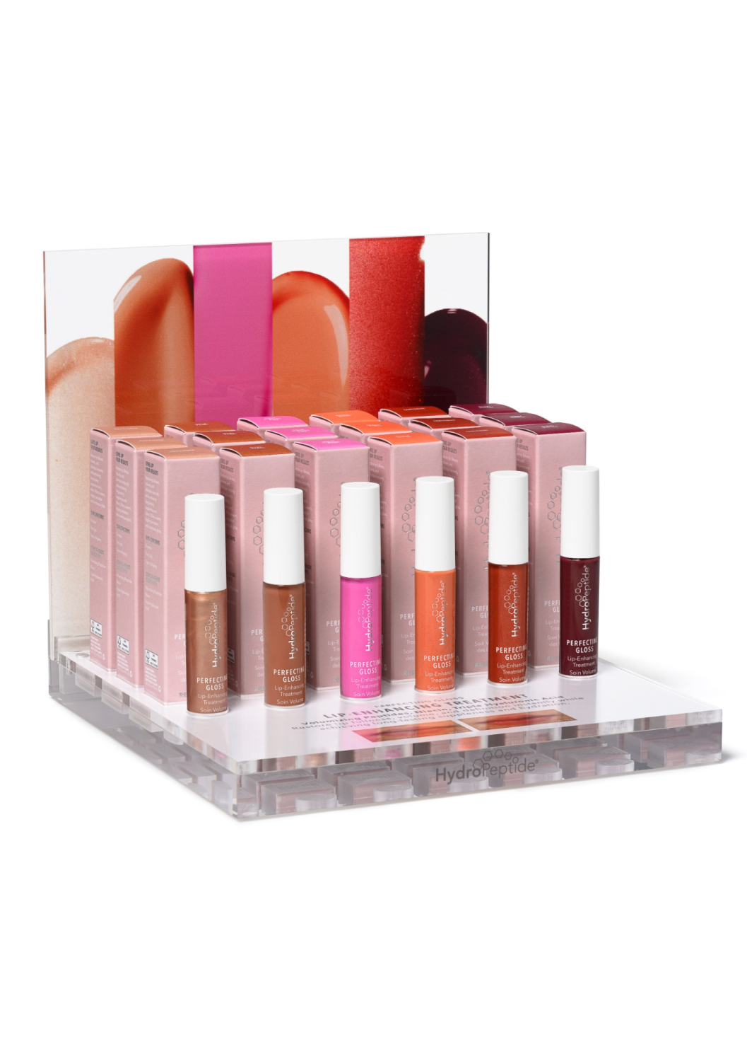 HYDROPEPTIDE PERFECTING GLOSS DISPLAY (6 TESTER SLOTS) 
Mediációs állvány HP fények bemutatására