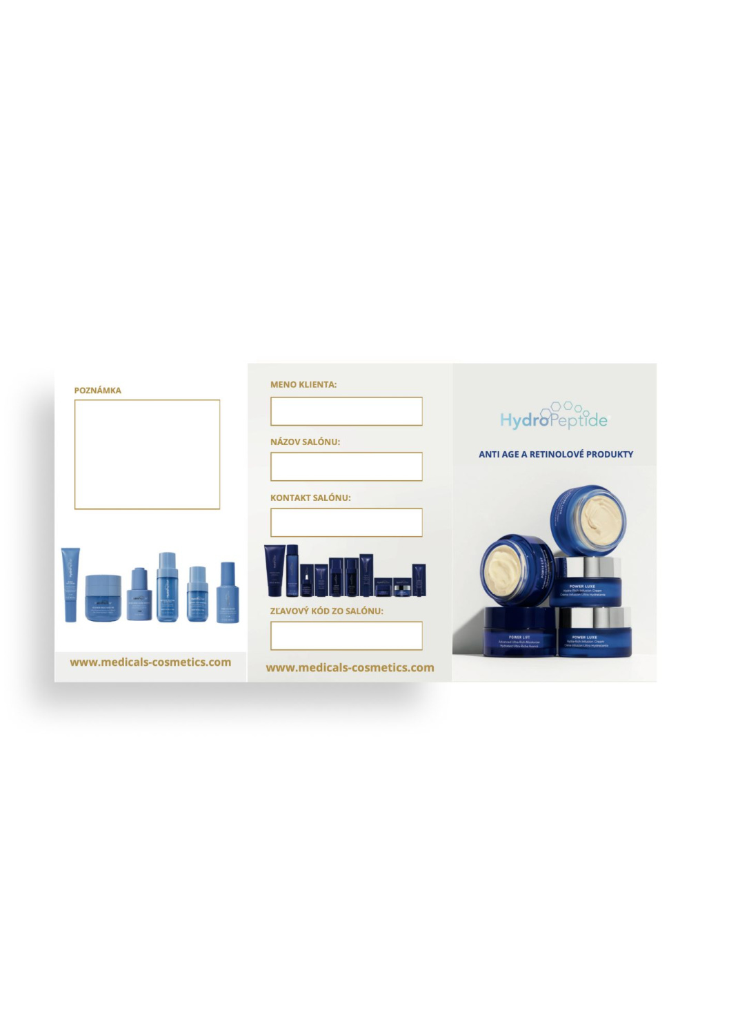 HYDROPEPTIDE CARDS 10 KS 
Kártyák ügyfeleknek - Anti Age és retinol termékek