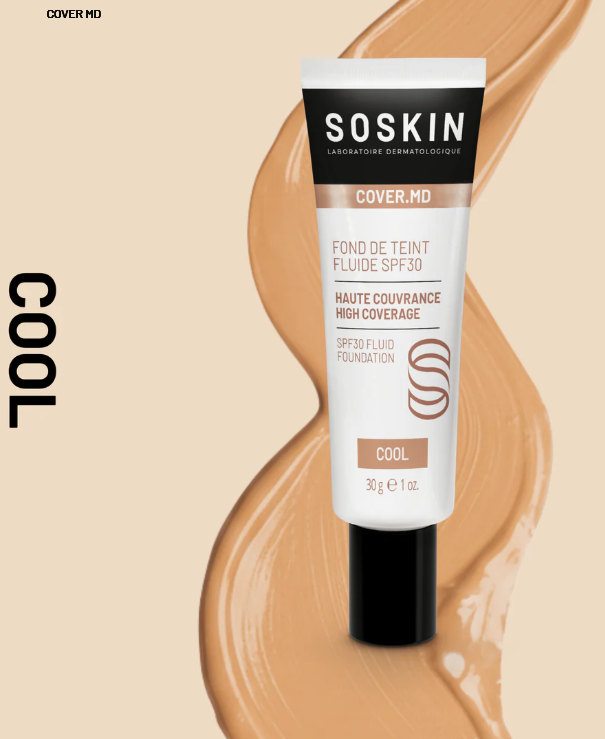 SOSKIN PARIS FLUID FOUNDATION SPF30 - BEIGE / COOL / GOLD 
Folyékony alapozó SPF 30