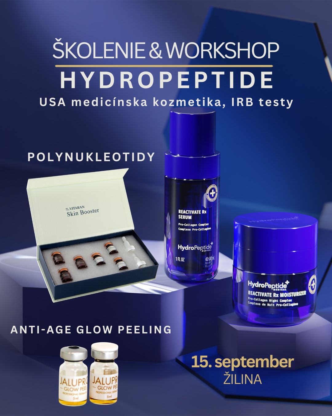 WORKSHOP HYDROPEPTIDE, JALUPRO GLOW PEEL, JALUPRO CLASSIC+DERMAPEN, VITARAN 
2024. szeptember 15. HydroPeptide USA képzés, Jalupro Glow Peel, polinukleotidok, Dermapen