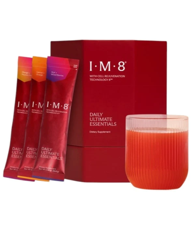 IM8 BECKHAM STACK VARIETY PACK - DAILY ULTIMATE ESSENTIALS PRO + DAILY ULTIMATE LONGEVITY 
A Beckham Stack Pro egy teljes körű napi rituálét jelent, amely átfogó tápanyag-támogatást és a természetes öregedést támogató, fejlett formulát ötvöz.