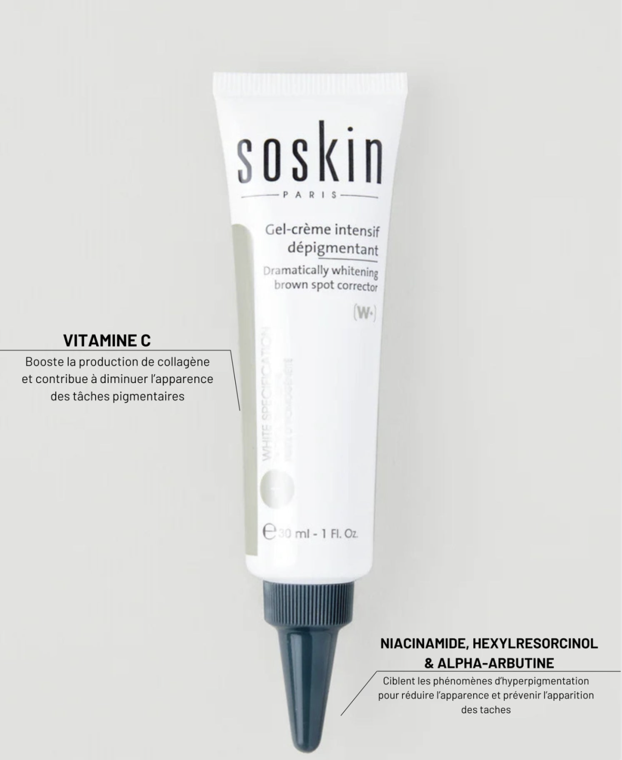 SOSKIN DRAMATICALLY WHITENING BROWN SPOT CORRECTOR 
Intenzív depigmentáló géles krém 30 ml.
