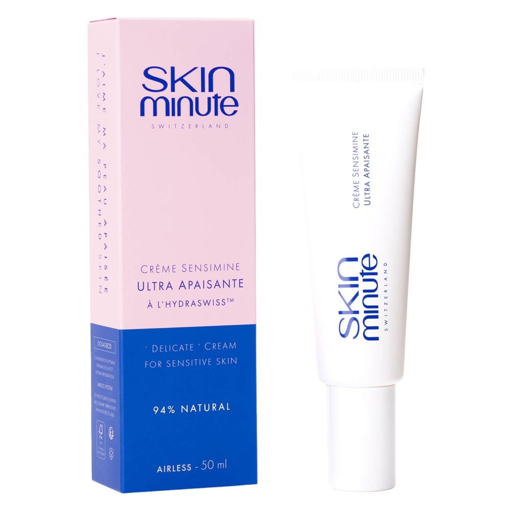 Nyugtató krém érzékeny bőrre alpesi boróka kivonattal<br>Érzékeny és irritált bőr ápolására<br>Skin Minute Delicate Cream for sensitive skin