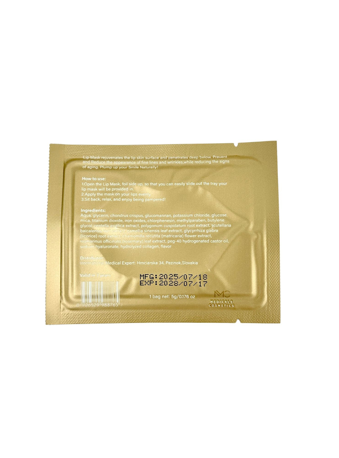 GIFT MEDICALS COSMETICS QUEEN COLLAGEN LIP MASK 
Ajándék Medicals Cosmetics kollagénes hidrogel ajakmaszk