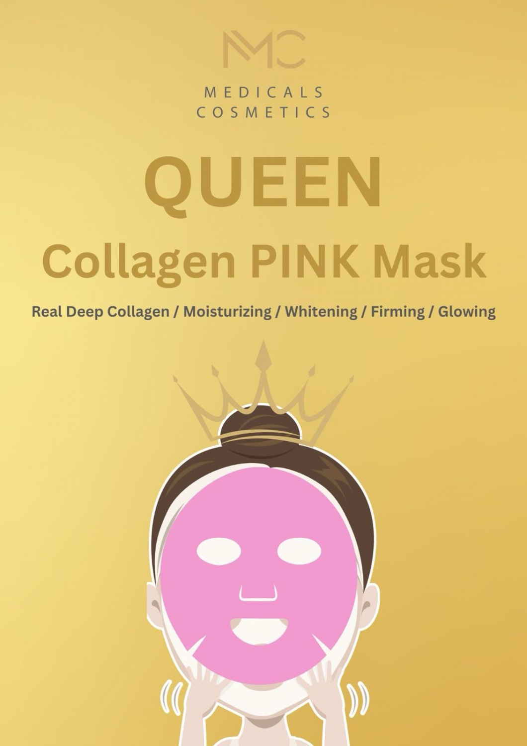 MEDICALS COSMETICS QUEEN COLLAGEN PINK MASK 
Hidrogél arcpakolás Medicals Cosmetics kollagénnel, hialuronsavval és niacinamiddal