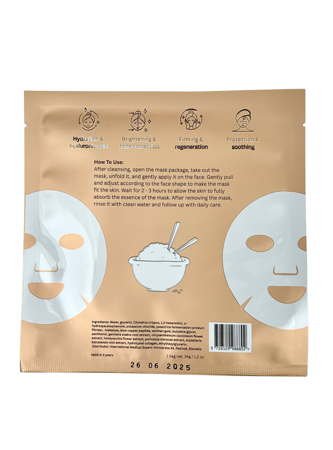 GIFT MEDICALS COSMETICS QUEEN JAPAN RICE MASK 
Ajándek Medicals Cosmetics hidrogél arcpakolás fermentált rizzsel és növényi kivonatokkal