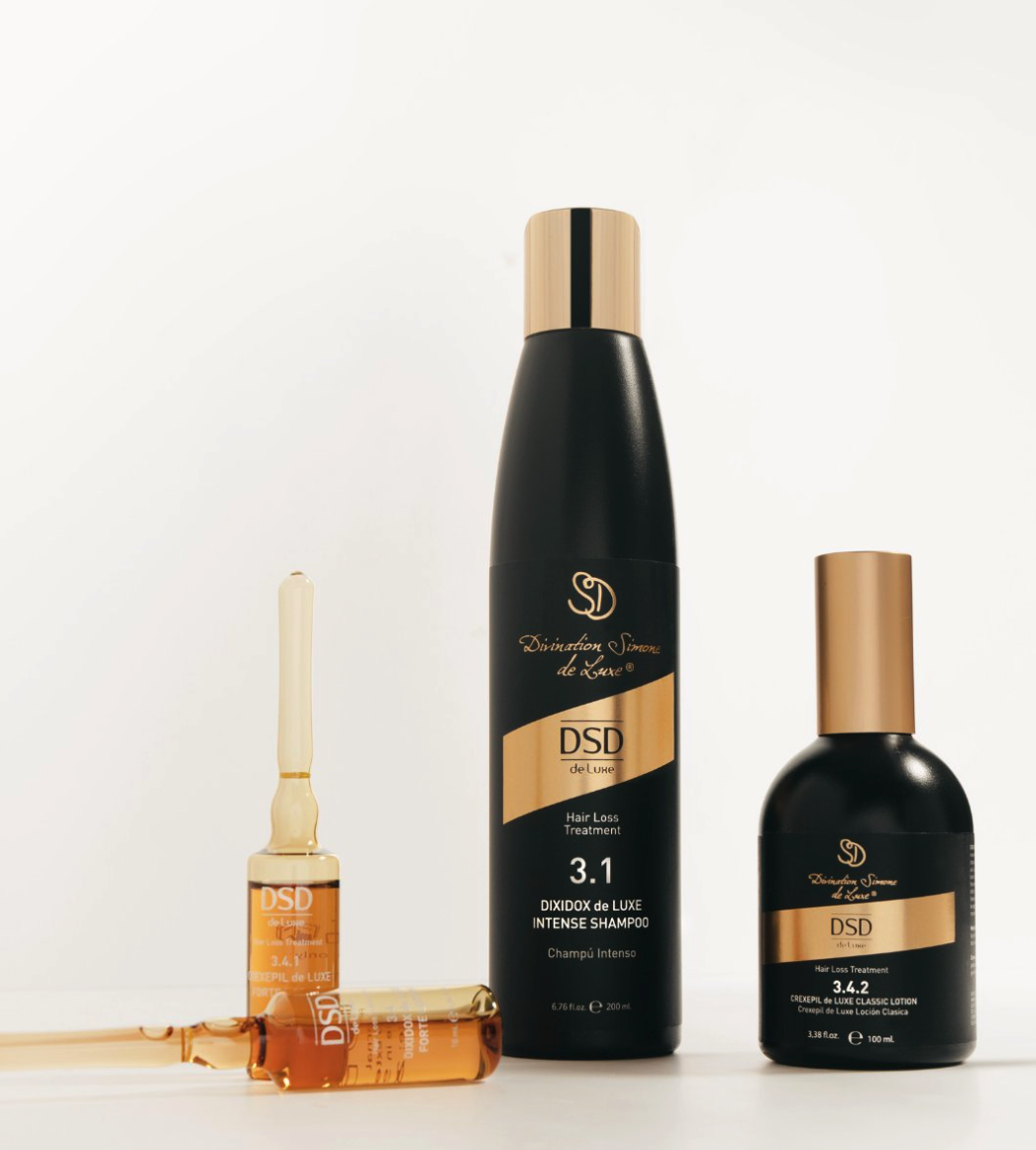 DSD SIMONE DE LUXE CREXEPIL CLASSIC LOTION 
3.4.2 Stimuláló, tápláló balzsam hajhullás ellen Erősíti a vékony hajszálakat. CEGABA hajnövés stimulátort tartalmaz, mely sikeresen meghosszabbítja a hajnövés fázisát, valamint placenta peptideken és