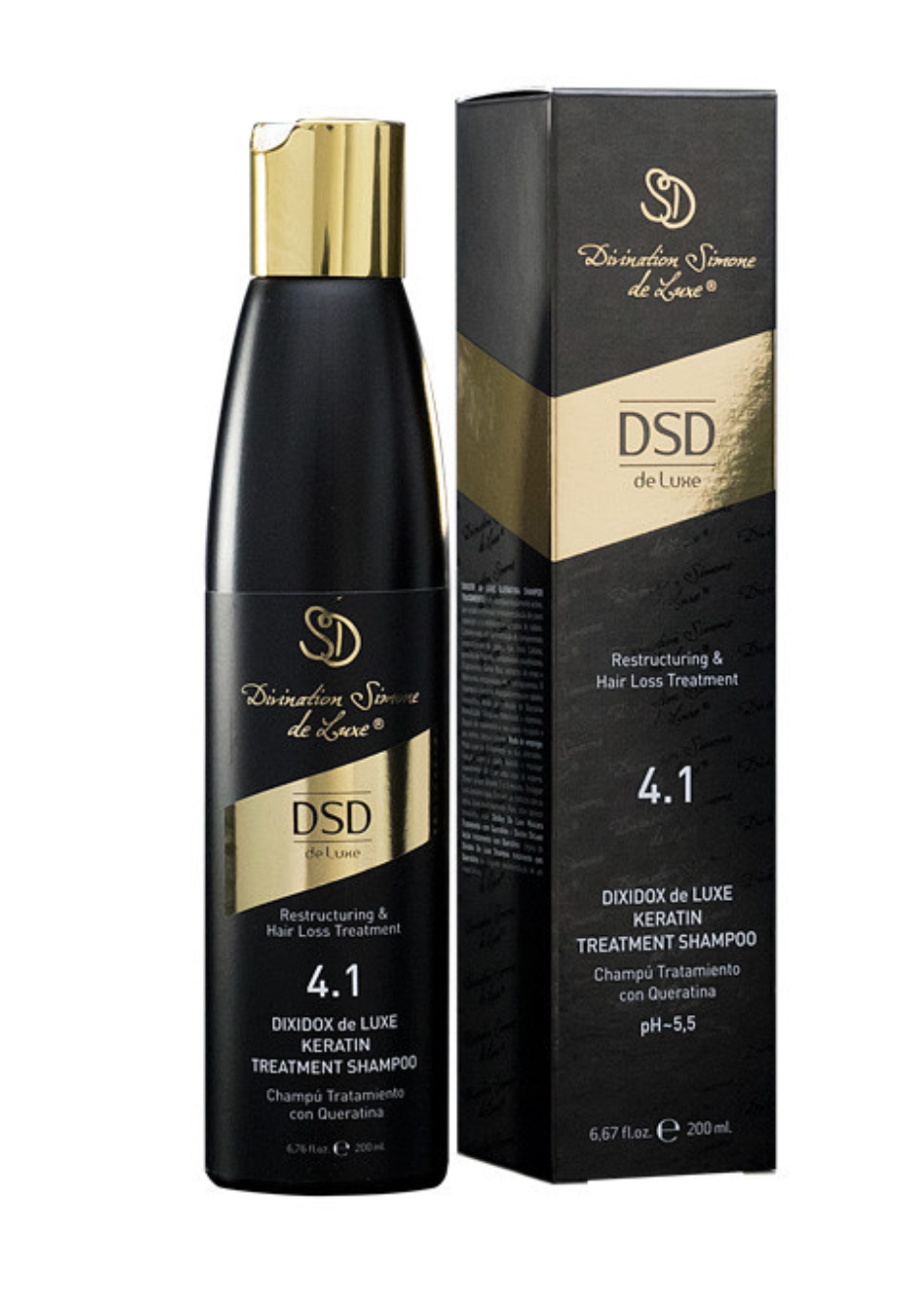DSD SIMONE DE LUXE KERATIN SHAMPOO 
4.1 Sampon sérült és törékeny hajra keratinnal. A haj helyreállításához és növekedéséhez.